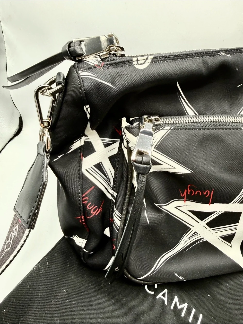 Camila Canabal - Black & White Stars Bag - Nylon  (W Dust Bag) Crossbody Bag